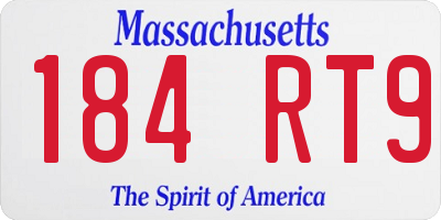 MA license plate 184RT9