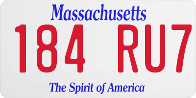 MA license plate 184RU7