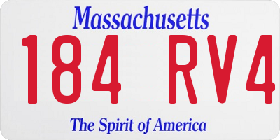 MA license plate 184RV4