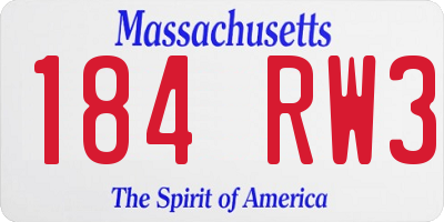MA license plate 184RW3