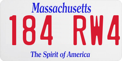 MA license plate 184RW4
