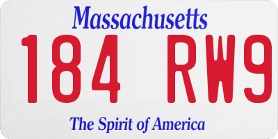 MA license plate 184RW9
