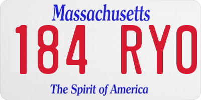 MA license plate 184RY0