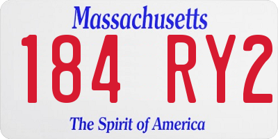 MA license plate 184RY2