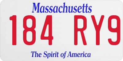 MA license plate 184RY9