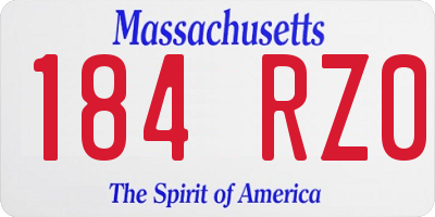 MA license plate 184RZ0