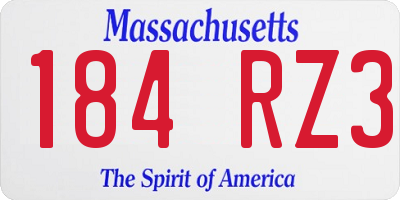 MA license plate 184RZ3