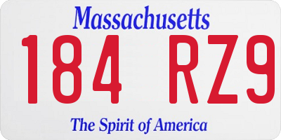 MA license plate 184RZ9