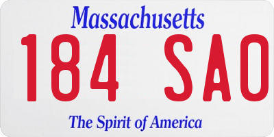 MA license plate 184SA0