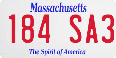MA license plate 184SA3
