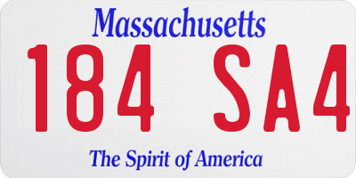 MA license plate 184SA4