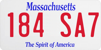 MA license plate 184SA7
