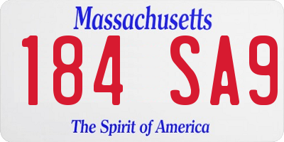MA license plate 184SA9