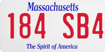 MA license plate 184SB4