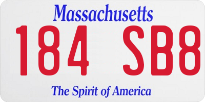 MA license plate 184SB8