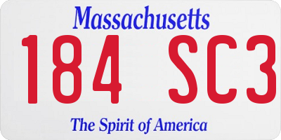MA license plate 184SC3