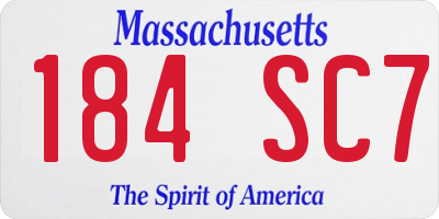 MA license plate 184SC7