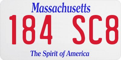 MA license plate 184SC8