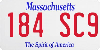 MA license plate 184SC9