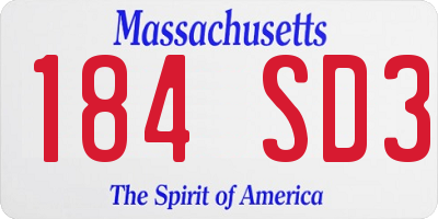 MA license plate 184SD3