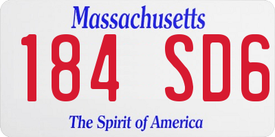 MA license plate 184SD6