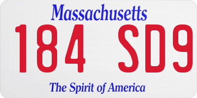 MA license plate 184SD9
