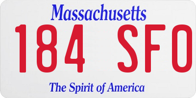 MA license plate 184SF0
