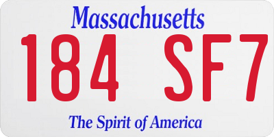 MA license plate 184SF7