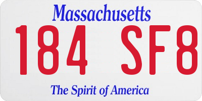 MA license plate 184SF8