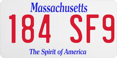 MA license plate 184SF9