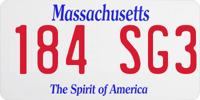 MA license plate 184SG3