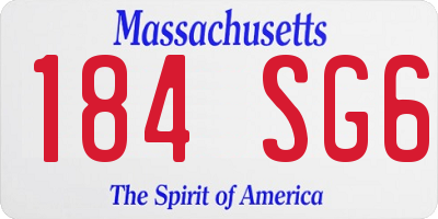 MA license plate 184SG6