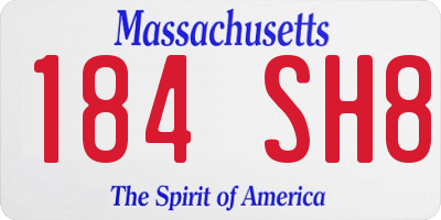 MA license plate 184SH8