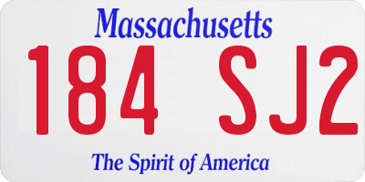 MA license plate 184SJ2
