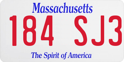 MA license plate 184SJ3