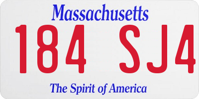 MA license plate 184SJ4