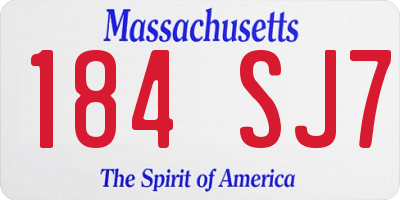 MA license plate 184SJ7