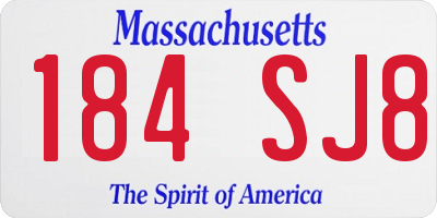 MA license plate 184SJ8