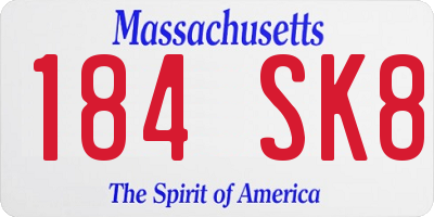 MA license plate 184SK8