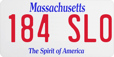 MA license plate 184SL0
