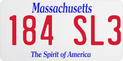 MA license plate 184SL3