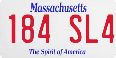 MA license plate 184SL4