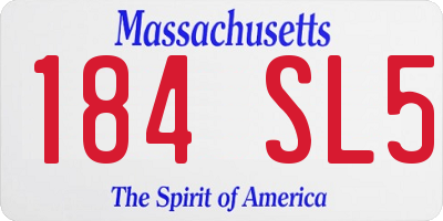 MA license plate 184SL5