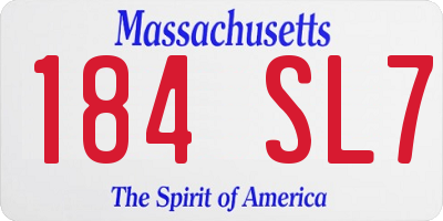 MA license plate 184SL7