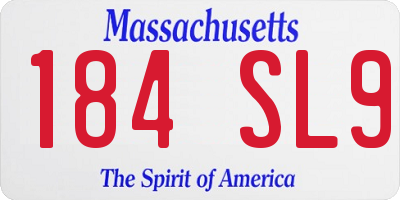 MA license plate 184SL9