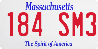 MA license plate 184SM3