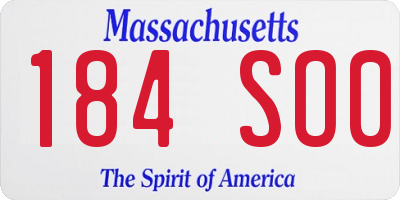 MA license plate 184SO0