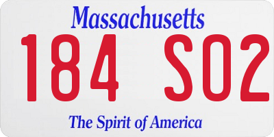 MA license plate 184SO2