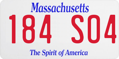 MA license plate 184SO4