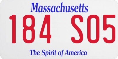 MA license plate 184SO5